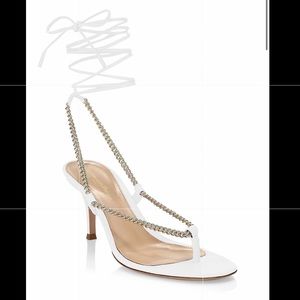 Gianvito Rossi Chain-Trimmed Ankle-Strap Leather Thong Sandals